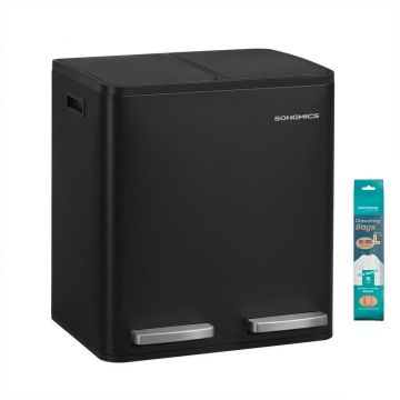 Virtuves atkritumu tvertne SONGMICS LTB130, 2 × 15 l, Melna, 41,8 × 35,3 × 45,5 cm