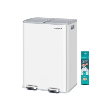 Virtuves atkritumu tvertne SONGMICS LTB741B02, 2 × 30 l, 47,6 × 66,9 × 37,7 cm