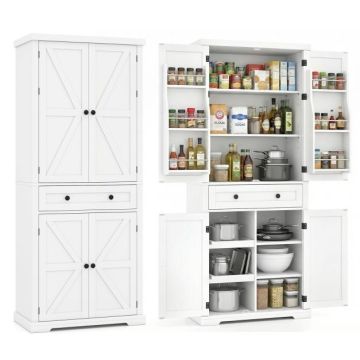 Kitchen cabinet, 1 drawer, 2 sliding trays, White, 77 × 184 × 40 cm