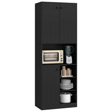 Kitchen cabinet, 2 closed cabinets, 3 open shelves, White, 60 × 166 × 33 cm