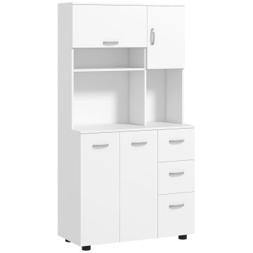 Кухонный шкаф Homcom 89x39,5x168 см, белого цвета