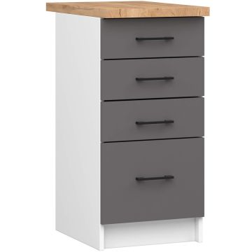 Кухонный шкаф OLIWIA S40, 4 ящика, белый/серый, 40 × 85 × 46 см