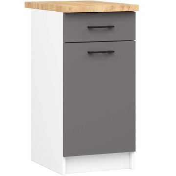 Кухонный шкаф OLIWIA S40 SZ1, 1 ящик и 1 распашная дверца, белый/серый, 40 × 85 × 46 см