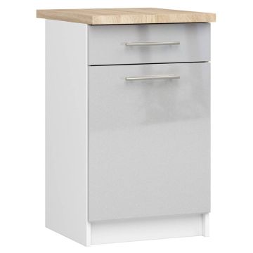 Кухонный шкаф OLIWIA S50, 1 дверца, 1 ящик, бело-серебристый, 50 × 85 × 46 см