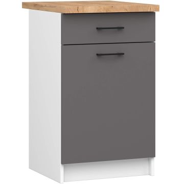 Кухонный шкаф OLIWIA S50, 1 ящик и 1 дверца, белый/серый, 50 × 85 × 46 см