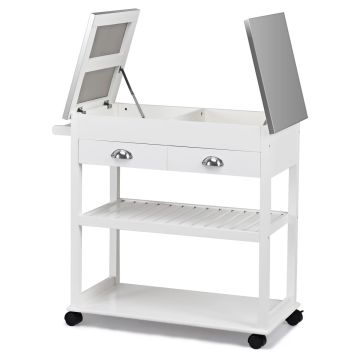 Kitchen cabinet, with 2 drawers and casters, 88 × 81 × 41 cm