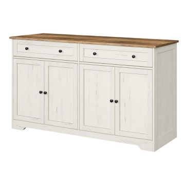 Kitchen cabinet VASAGLE LSC541WJ01, 2 drawers, 4 doors, White, 140 × 80 × 40 cm