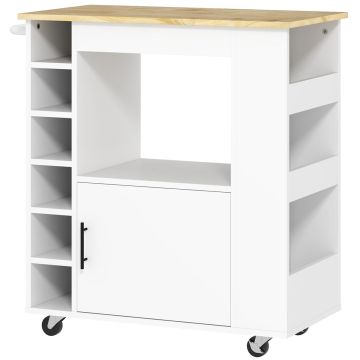 Кухонный тележка Homcom 83x40x83см, белого/светло-коричневого цвета