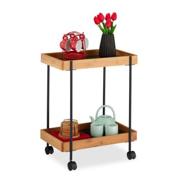 Virtuves ratiņi Relaxdays 10027599.0, 2 plaukti, 46 × 57 × 28 cm