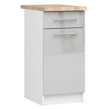 Кухонный шкаф OLIWIA S40, 1 ящик, 1 дверца, белый/серебристый, 40 × 85 × 46 см