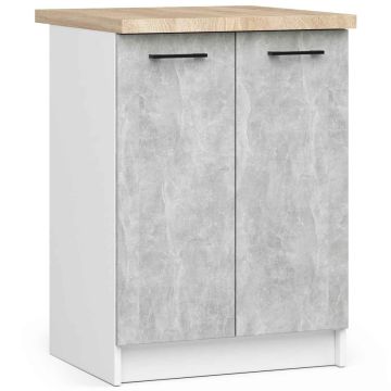 Кухонный шкаф OLIWIA S60, 2 дверцы, белый/серый, 60 × 85 × 46 см