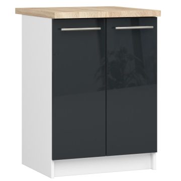 Кухонный шкаф OLIWIA S60, 2 дверцы, белый/серый, 60 × 85 × 46 см