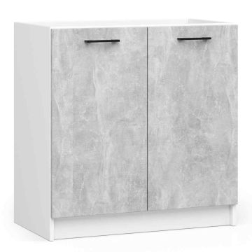 Кухонный шкаф OLIWIA S80, под мойку, белый/серый, 80 × 82 × 46 см