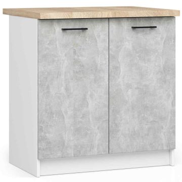 Кухонный шкаф OLIWIA S80, со столешницей, белый/серый, 80 × 85 × 46 см