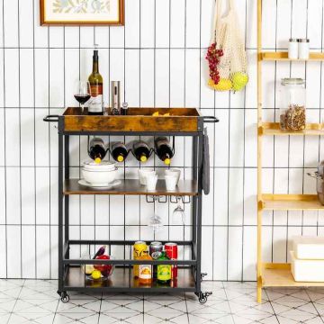 Kitchen bar cart, 3 levels, 55.88 × 88.9 × 40.64 cm