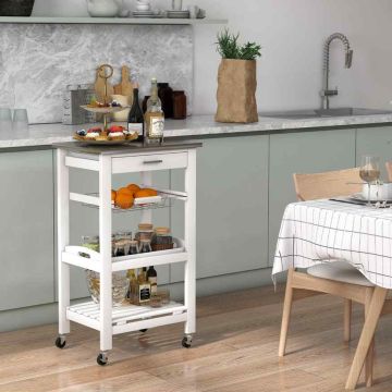 Kitchen trolley, 1 drawer, White, 47 × 85 × 39 cm