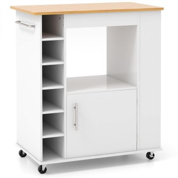 Kitchen cart, 6-bottle wine rack, 76.2 × 88.9 × 44.45 cm