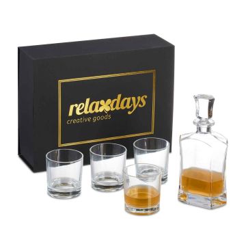 Viskija dekantera un glāžu komplekts Relaxdays, 5 daļas, 12,5 × 25,5 × 7 cm