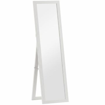 Pilna auguma spogulis, novietojams vai stiprināms pie sienas, Balts, 37 × 3,8 × 157 cm