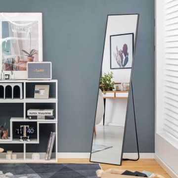 Full-length mirror, free-standing and hanging, Black, 160 × 40 × 2 cm