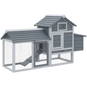 Курятник PawHut 150,5x54x87 см, серо-белый