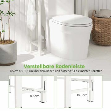 Bathroom shelf, 3 shelves, 3 hooks, 63.5 × 171.45 × 26.67 cm