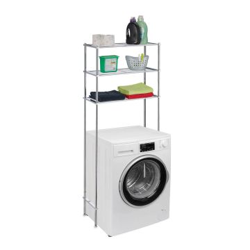 Vannas istabas plaukts Relaxdays 10034484.0, 3 plaukti, Sudraba, 67 × 162,5 × 30 cm