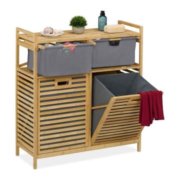 Vannas istabas plaukts Relaxdays 10050953.0, 2 veļas nodalījumi, 2 atvilktņu kastes, 88 × 95 × 33 cm