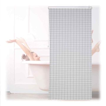 Vannas istabas rullo aizkars Relaxdays, balts/melns, 120 × 245 × 4,5 cm