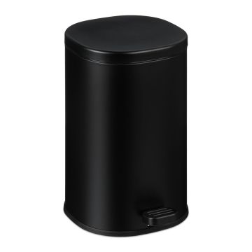 Vannas istabas atkritumu tvertne Relaxdays, 5 l, ar pedāli, Melna, Ø 20,5 × 31,5 cm