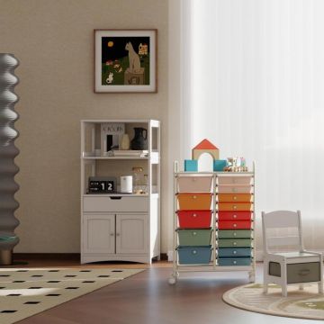 Bathroom cabinet, 15 drawers, White, 60 × 122 × 32.5 cm