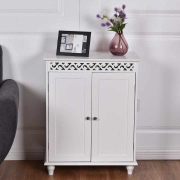 Vannas istabas skapis, 2 durvis, 2 plaukti, Balta, 60 × 76,5 × 34,5 cm