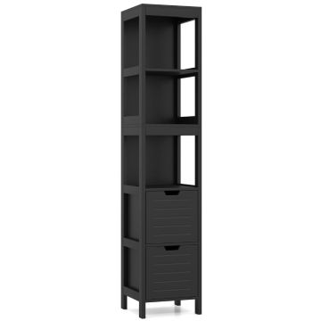 Bathroom cabinet, 2 drawers, 4 shelves, 30.5 × 145–148 × 30.5 cm