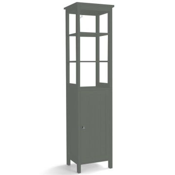 Bathroom cabinet, 3 tiers, doors, Gray, 40 × 32 × 161.5 cm
