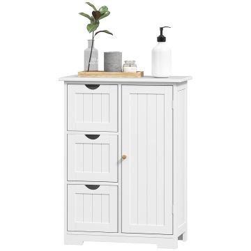 Vannas istabas skapis, 3 atvilktnes, Balts, 60 × 80 × 30 cm