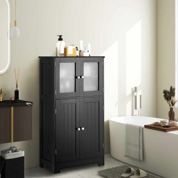 Bathroom cabinet, 4 shelves, Black, 58 × 109 × 30 cm