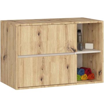 Тумба для ванной AKORD VAMI W90, 2 ящика, коричневая и бежевая, 90 × 60 × 45,5 см
