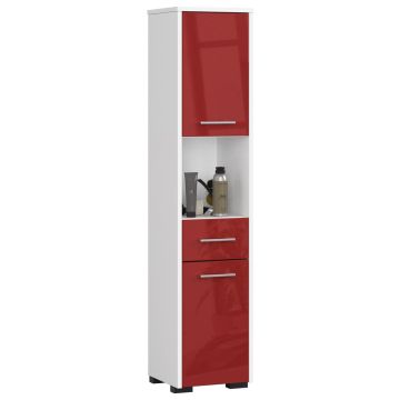 Шкаф для ванной FIN 2D 1SZ 1W, белый/красный, 30 × 140 × 30 см