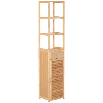 Шкаф для ванной Kleankin 32x30x163см, светло-коричневый