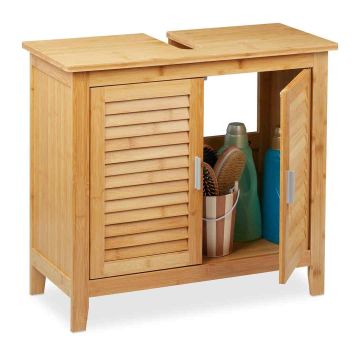 Vannas istabas skapītis zem izlietnes Relaxdays, 2 durvis, 67 × 60 × 30 cm