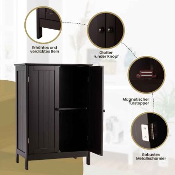 Bathroom cabinet with double doors, moisture-resistant, brown
