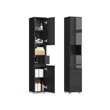 Bathroom cabinet VASAGLE BBC560B01, Tall, with drawer and shelves, Black, 30 × 170 × 30 cm