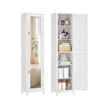 Vannas istabas skapis VASAGLE BBC764WH01, Ar spoguli, Balta, 40 × 160 × 30 cm