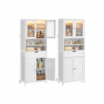 Vannas istabas skapis VASAGLE BBC767W03, augsts, ar LED apgaismojumu, 60 × 170 × 30 cm