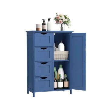 Vannas istabas skapis VASAGLE LHC41W, 4 atvilktnes, ar durvīm, Zila, 55 × 82 × 30 cm