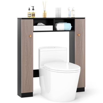 Bathroom cabinet above the toilet, 2 open compartments, 4 adjustable shelves, 87.63 × 97.79 × 17.78 cm