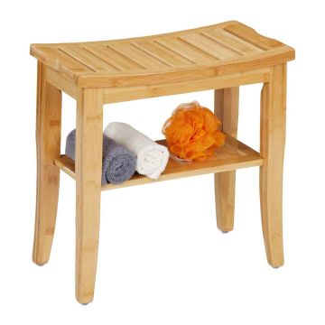 Vannas istabas taburete Relaxdays 10046350.0, ar plauktu, 48 × 45,5 × 25 cm
