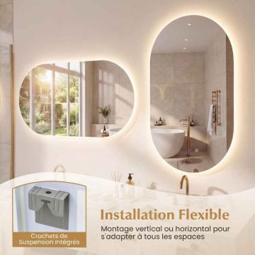 Bathroom mirror, 3 lighting modes, 80 × 50 cm