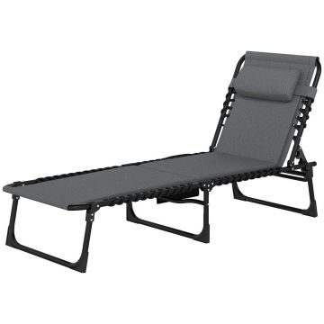 Outsunny sauļošanās krēsls 68x189x36cm, tumši pelēks/melns