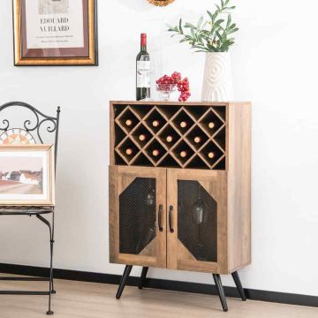 Wine bar cabinet, up to 11 bottles, Brown, 59.69 × 93.98 × 33.02 cm